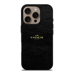 COACH NEW YORK BLACK LEATHER iPhone 16 Pro Case Cover COACH NEW YORK BLACK LEATHER iPhone 16 Pro Case Cover
