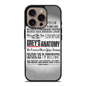 GREY'S ANATOMY QUOTES iPhone 16 Pro Case Cover
