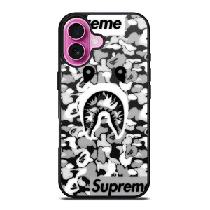 BAPE SHARK LOGO SUPREME BLACK WHITE iPhone 16 Plus Case Cover BAPE SHARK LOGO SUPREME BLACK WHITE iPhone 16 Plus Case Cover