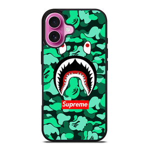 CAMO BATHING APE SUPREME GREEN iPhone 16 Plus Case Cover