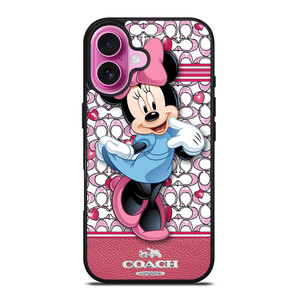 COACH MINNIE MOUSE PINK PATTERN iPhone 16 Plus Case Cover COACH MINNIE MOUSE PINK PATTERN iPhone 16 Plus Case Cover