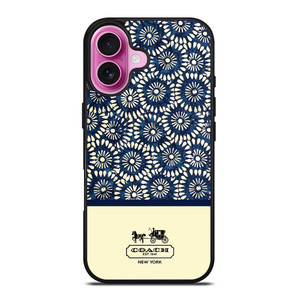 COACH NEW YORK BLUE FLORAL BATIK iPhone 16 Plus Case Cover