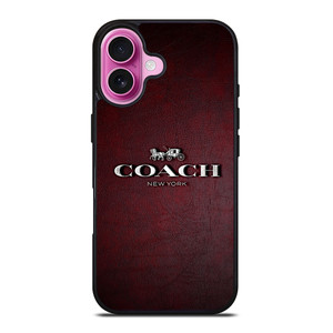 COACH NEW YORK LOGO LEATHER iPhone 16 Plus Case Cover