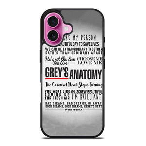GREY'S ANATOMY QUOTES iPhone 16 Plus Case Cover