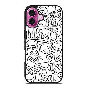 KEITH HARING BLACK WHITE iPhone 16 Plus Case Cover KEITH HARING BLACK WHITE iPhone 16 Plus Case Cover