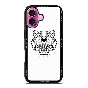 KENZO PARIS BORDERED LOGO WHITE iPhone 16 Plus Case Cover