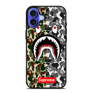 BAPE SHARK SUPREME CAMO 2 iPhone 16 Case Cover