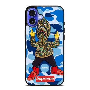 BATHING APE SUPREME SHARK CAMO iPhone 16 Case Cover BATHING APE SUPREME SHARK CAMO iPhone 16 Case Cover