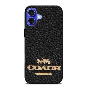 COACH NEW YORK BLACK LEATHER 2 iPhone 16 Case Cover