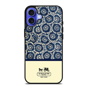 COACH NEW YORK BLUE FLORAL BATIK iPhone 16 Case Cover COACH NEW YORK BLUE FLORAL BATIK iPhone 16 Case Cover