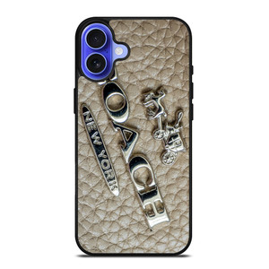 COACH NEW YORK LOGO ON LEATHER iPhone 16 Case Cover COACH NEW YORK LOGO ON LEATHER iPhone 16 Case Cover