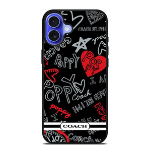 COACH NEW YORK POPPY BLACK iPhone 16 Case Cover