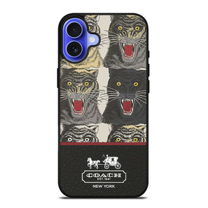 COACH NEW YORK TIGER FACE PATTERN iPhone 16 Case Cover