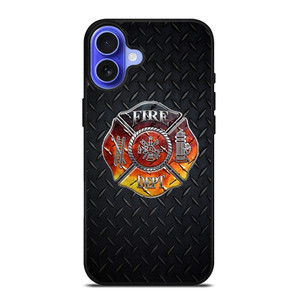 FIREFIGHTER FIREMAN METAL LOGO iPhone 16 Case Cover