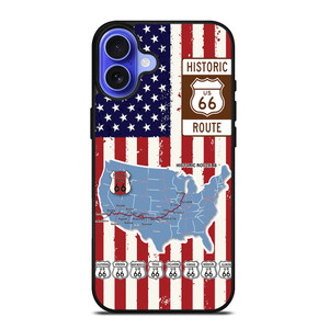 HISTORICAL ROUTE 66 USA FLAG iPhone 16 Case Cover
