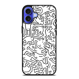 KEITH HARING BLACK WHITE iPhone 16 Case Cover