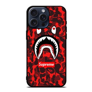 BAPE SHARK SUPREME CAMO RED iPhone 15 Pro Max Case Cover BAPE SHARK SUPREME CAMO RED iPhone 15 Pro Max Case Cover