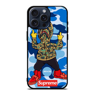 BATHING APE SUPREME SHARK CAMO iPhone 15 Pro Max Case Cover