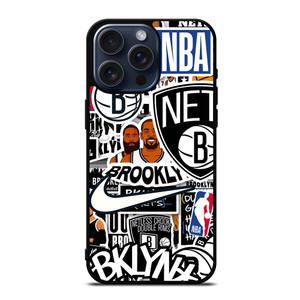 BROOKLYN NETS NBA STICKER BOMB iPhone 15 Pro Max Case Cover