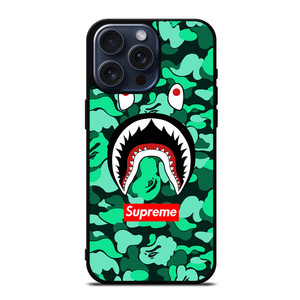 CAMO BATHING APE SUPREME GREEN iPhone 15 Pro Max Case Cover