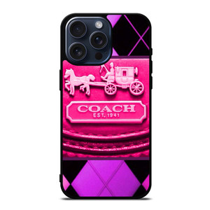 COACH NEW YORK PURPLE PINK LOGO iPhone 15 Pro Max Case Cover