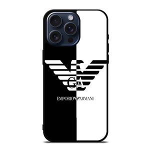 EMPORIO ARMANI WHITE BLACK iPhone 15 Pro Max Case Cover EMPORIO ARMANI WHITE BLACK iPhone 15 Pro Max Case Cover