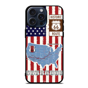 HISTORICAL ROUTE 66 USA FLAG iPhone 15 Pro Max Case Cover