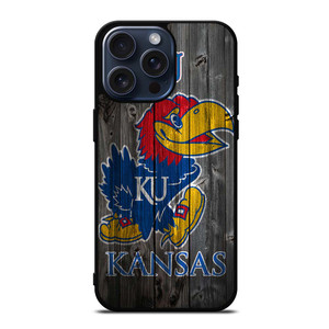 KANSAS JAYHAWKS WOODEN LOGO iPhone 15 Pro Max Case Cover