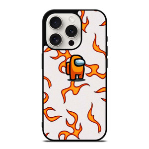 AMONG US ORANGE FLAMES iPhone 15 Pro Case Cover AMONG US ORANGE FLAMES iPhone 15 Pro Case Cover