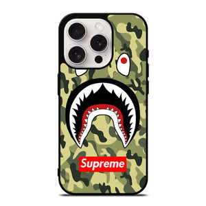 BAPE BATHING CAMO SHARK SUPREME iPhone 15 Pro Case Cover