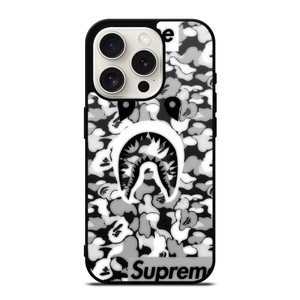 BAPE SHARK LOGO SUPREME BLACK WHITE iPhone 15 Pro Case Cover BAPE SHARK LOGO SUPREME BLACK WHITE iPhone 15 Pro Case Cover