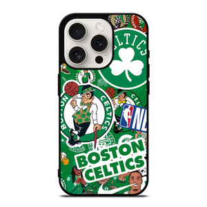 BOSTON CELTICS NBA STICKER BOMB iPhone 15 Pro Case Cover BOSTON CELTICS NBA STICKER BOMB iPhone 15 Pro Case Cover