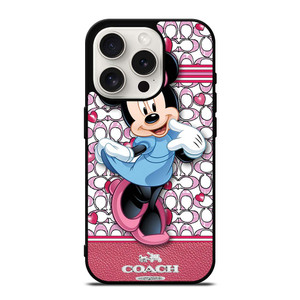 COACH MINNIE MOUSE PINK PATTERN iPhone 15 Pro Case Cover COACH MINNIE MOUSE PINK PATTERN iPhone 15 Pro Case Cover