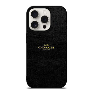 COACH NEW YORK BLACK LEATHER iPhone 15 Pro Case Cover COACH NEW YORK BLACK LEATHER iPhone 15 Pro Case Cover