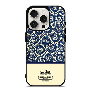 COACH NEW YORK BLUE FLORAL BATIK iPhone 15 Pro Case Cover