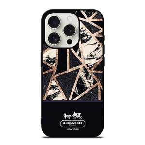 COACH NEW YORK GOLD BLACK TEXTURE iPhone 15 Pro Case Cover COACH NEW YORK GOLD BLACK TEXTURE iPhone 15 Pro Case Cover