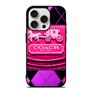 COACH NEW YORK PURPLE PINK LOGO iPhone 15 Pro Case Cover
