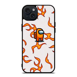 AMONG US ORANGE FLAMES iPhone 15 Plus Case Cover AMONG US ORANGE FLAMES iPhone 15 Plus Case Cover
