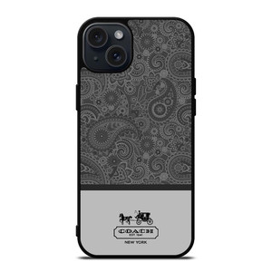 COACH NEW YORK GREY BATIK iPhone 15 Plus Case Cover COACH NEW YORK GREY BATIK iPhone 15 Plus Case Cover