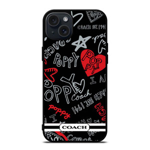 COACH NEW YORK POPPY BLACK iPhone 15 Plus Case Cover COACH NEW YORK POPPY BLACK iPhone 15 Plus Case Cover