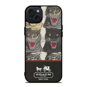 COACH NEW YORK TIGER FACE PATTERN iPhone 15 Plus Case Cover