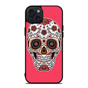 DAY OF THE DEAD PINK iPhone 15 Plus Case Cover DAY OF THE DEAD PINK iPhone 15 Plus Case Cover