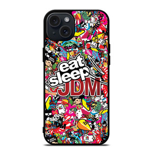 EAT SLEEP JDM STICKERS iPhone 15 Plus Case Cover EAT SLEEP JDM STICKERS iPhone 15 Plus Case Cover
