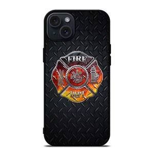 FIREFIGHTER FIREMAN METAL LOGO iPhone 15 Plus Case Cover