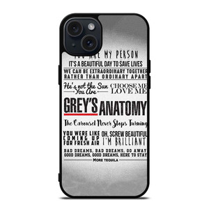 GREY'S ANATOMY QUOTES iPhone 15 Plus Case Cover GREY'S ANATOMY QUOTES iPhone 15 Plus Case Cover