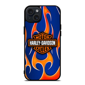 HARLEY DAVIDSON BLUE FLAME LOGO iPhone 15 Plus Case Cover