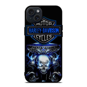 HARLEY DAVIDSON SKULL BLUE iPhone 15 Plus Case Cover