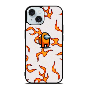 AMONG US ORANGE FLAMES iPhone 15 Case Cover AMONG US ORANGE FLAMES iPhone 15 Case Cover