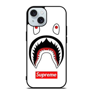 BAPE CAMO SHARK SUPREME WHITE iPhone 15 Case Cover