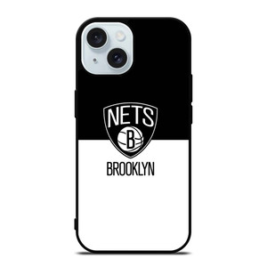 BROOKLYN NETS NBA BLACK WHITE iPhone 15 Case Cover BROOKLYN NETS NBA BLACK WHITE iPhone 15 Case Cover